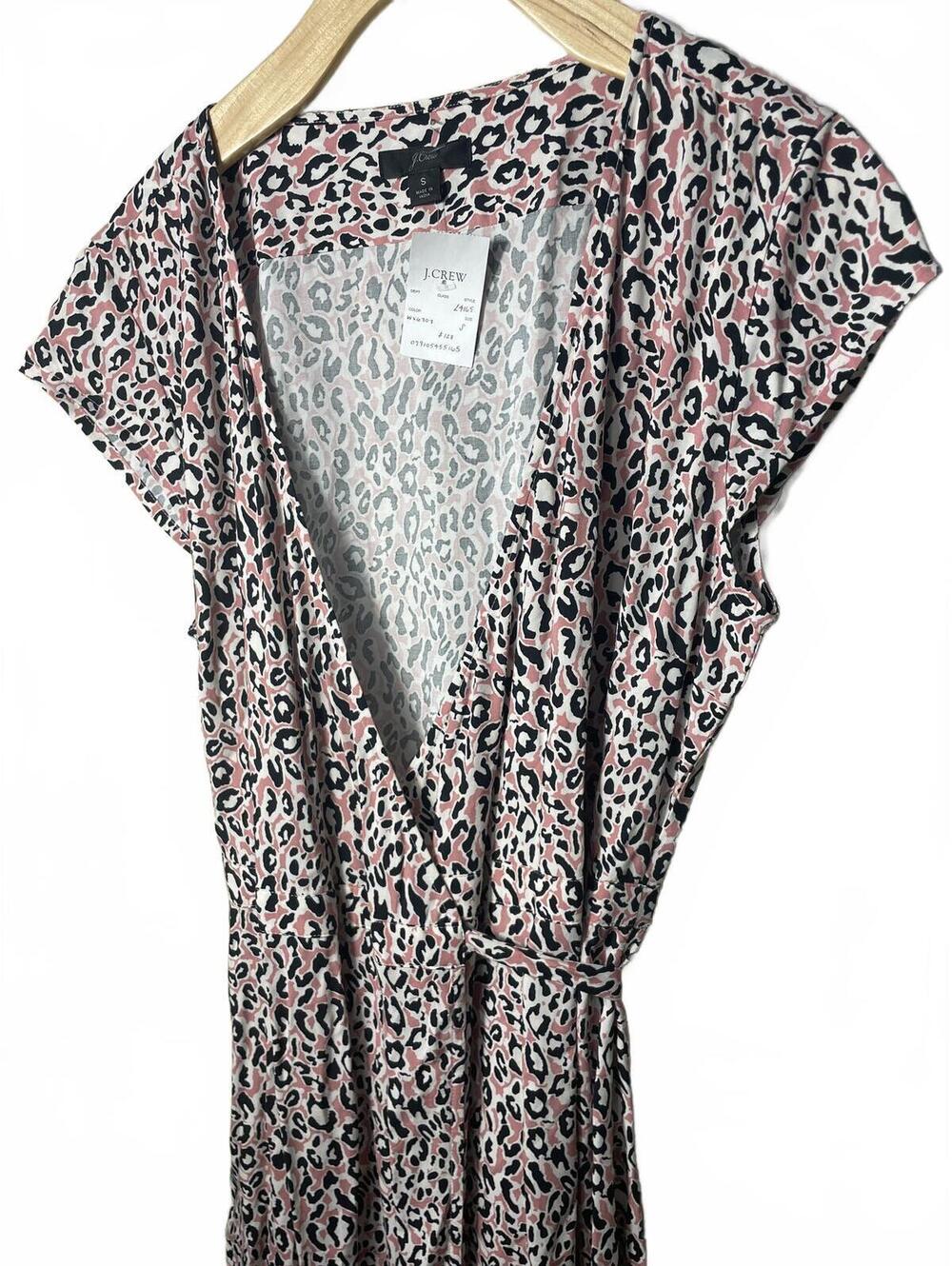 J Crew Womens Size Small Pink Leopard Animal Print Wrap Dress Maxi Flowy Casual - Picture 8 of 8